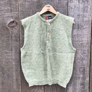 Vintage 60s Vardon Mohair Blend Unisex Sweater Vest Moss Green Medium